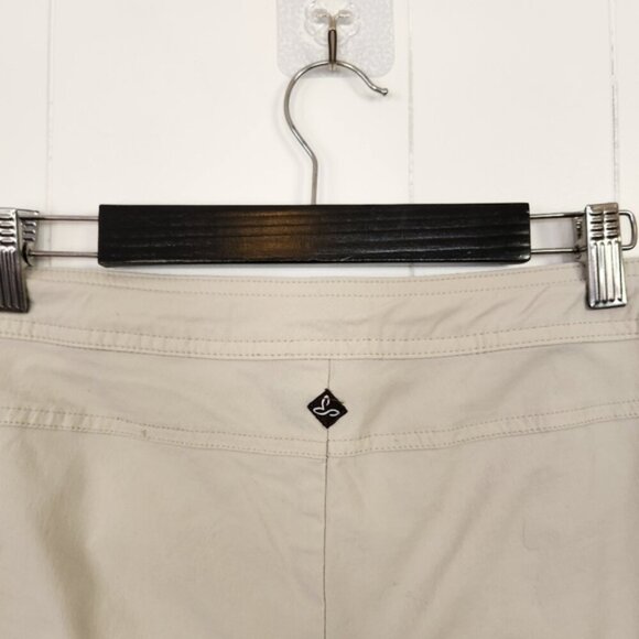 Prana Beige Mid Rise Cropped Hiking Pants Wide Leg Capri Summer Gorpcore - Picture 4 of 11